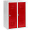 Halfhoge kledinglocker, 2 compartimenten, 300 mm, draaigrendelslot, lichtgrijs/vuurrood