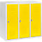 Halfhoge kledinglocker, 3 compartimenten, 300 mm, draaigrendelslot, lichtgrijs/zinkgeel