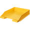 Yellow desk tray with slanted sides and low front.