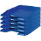 Blue, stackable document tray with four compartments. Inscription: HALL.