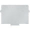 Rectangular white plastic cover with rounded corners and recesses for screws.