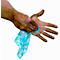 Heavily soiled hands are being wiped with a blue cleaning cloth.
