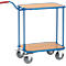 Handgreeproller, met 2 houten platformen, L 600 x B 450 mm, tot 250 kg, stalen buizen, blauw