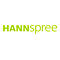 Das hellgrüne Logo des Unternehmens HANNspree auf weißem Hintergrund.