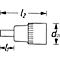 Tekening van een steekverbinding met afmetingen. Lengte l1, l2, diameter d(2).