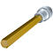 Ein goldfarbener Innensechskantschlüssel mit silbernem Kopf, diagonal von unten links nach oben rechts.
