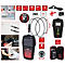 Ein Inspektionskamera-Set, bestehend aus einem Handgerät mit Bildschirm, Kabel, Kamera und Zubehör. Es zeigt Details wie Wasserdichtigkeit, HD-Aufnahme, USB-Anschluss und microSD.