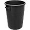 Black trash can with handles.