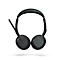 Black headset on a white background, with microphone.