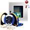 HeartSine SAM350P defibrillator, AED, met handmatige toediening van schokken, 4-jarige allrisk aanvullende verzekering, geklimatiseerde buitenmuurkast met locatiemarkering, EHBO-kit.