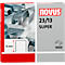 Packung Heftklammern, silberfarben, mit "Novus"-Logo und Angaben wie "23/13 SUPER" und "1000".