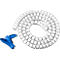 White cable spiral protection tape in a spiral, next to a blue tool.