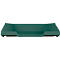 Green rectangular container with sloped sides. It stands on small feet.