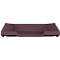 Wine-red sofa with low armrests, minimalist design.