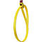 Collier de serrage jaune, fermé. La fermeture est jaune avec une partie rouge.