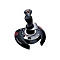 Schwarzer Gaming-Joystick mit rotem Logo auf rundem Sockel vor weißem Hintergrund.