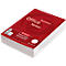Stapel wit kantoorpapier in rode verpakking met het opschrift Office Business Notes.