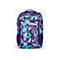 Schulrucksack in Lila und Hellblau mit geometrischem Camouflage-Muster und Herlitz-Logo.