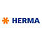 Blaues Logo der Firma Herma mit orangefarbenem Sternsymbol auf weißem Hintergrund.