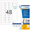 Sheets with 48 labels and product packaging with text: Outdoor adhesive film.