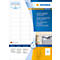 Product packaging with HERMA outdoor stickers. White labels, blue background, text in German, English, and French.