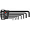 Set of black Allen keys in a holder. The holder has the Wiha logo.