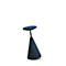 Blue standing stool with a conical base and round seat.