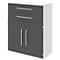 Highboard BARI, 3 HC, 2 tiroirs, 2 portes, 1 étagère, l. 819 x P 430 x H 1117 mm, blanc/anthracite