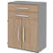 Highboard BARI, 3 HC, 2 tiroirs, 2 portes, 1 étagère, l. 819 x P 430 x H 1117 mm, coloris chêne/gris moyen