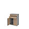 Highboard BARI, 3 HC, 2 tiroirs, 2 portes, 1 étagère, l. 819 x P 430 x H 1117 mm, coloris chêne/gris moyen