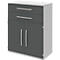 Highboard BARI, 3 HC, 2 tiroirs, 2 portes, 1 étagère, l. 819 x P 430 x H 1117 mm, gris clair/anthracite