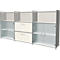Highboard Toledo, 2 tiroirs, 3 casiers, 3 HC, portes vitrées, l. 2360 x P 380 mm, blanc