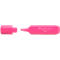 A pink highlighter from Faber-Castell, the cap is removed.