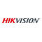 Das rote und graue Firmenlogo von Hikvision auf weißem Hintergrund.