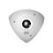 Dreieckige Hikvision Überwachungskamera in Weiß mit zentralem Objektiv auf weißem Hintergrund.