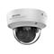 Weiße Hikvision Dome-Überwachungskamera vor weißem Hintergrund.