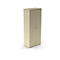 Beige cabinet with two doors, silver handles and lock, against a white background.