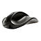 Schwarze ergonomische Maus, geschwungenes Design, USB-Anschluss.
