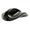 Ergonomische, schwarze Maus. Wellenförmige Form mit einer Vertiefung für die Handfläche.