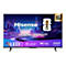 Hisense QLED Fernseher mit FIFA WM Branding und Gaming-Features vor einem Stadt-Hintergrund.