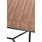 Hocker mit braunem Sitz und schwarzem Metallgestell. Abmessungen: 60x38x48cm.