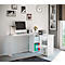Hoekbureau, hoek 90°, wangpoot, 4 schappen, B 1360 x D 1120 x H 730 mm, wit