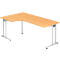 Hoekig bureau 90° JENA, C-poot, links te monteren, B 2000 mm, beukenhouten afwerking
