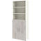 Home Office armoire combinée TEMPIO, en bois, 2 portes (3 OH), 6 OH, L 800 x P 340 x H 2130 mm, blanc/béton