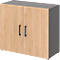 Home Office classeur TEMPIO, en bois, 2 portes, 2 OH, L 800 x P 340 x H 720 mm, anthracite/chêne caryer