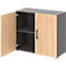 Home Office classeur TEMPIO, en bois, 2 portes, 2 OH, L 800 x P 340 x H 720 mm, anthracite/chêne caryer