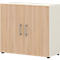 Home Office classeur TEMPIO, en bois, 2 portes, 2 OH, L 800 x P 340 x H 720 mm, blanc/chêne Sonoma