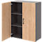 Home Office classeur TEMPIO, en bois, 2 portes, 3 OH, L 800 x P 340 x H 1070 mm, anthracite/chêne caryer