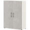 Home Office classeur TEMPIO, en bois, 2 portes, 3 OH, L 800 x P 340 x H 1070 mm, blanc/béton