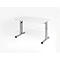 White, height-adjustable desk on a white background.